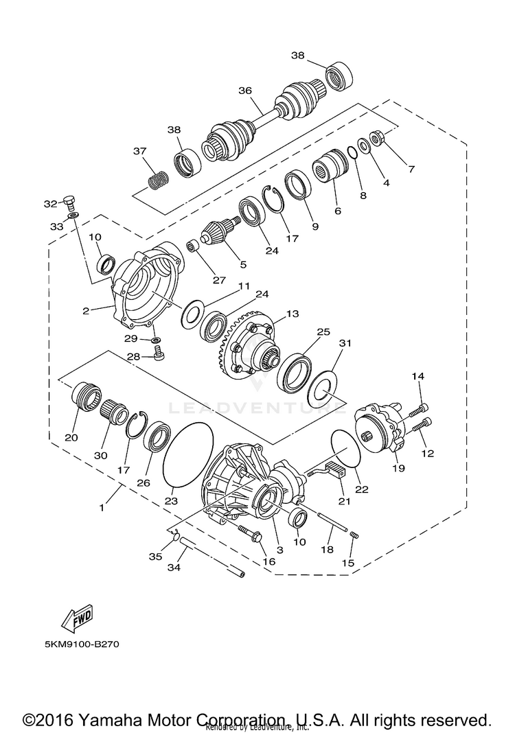 Front Differential 660 GRIZZLY REAL TREE HARDWOOD HUNTER - YFM660FHRH - 2003 Schematic