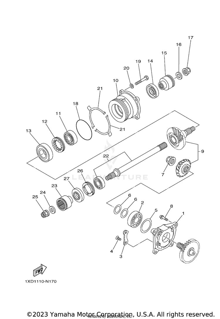 Middle Drive Gear VIKING EPS RANCH - YXM70VPRLC - 2020 Schematic