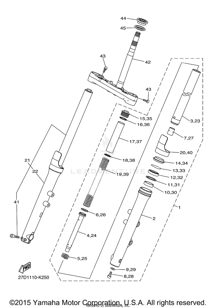 Front Fork STRYKER BULLET COWL - XVS13CGCY - 2016 Schematic