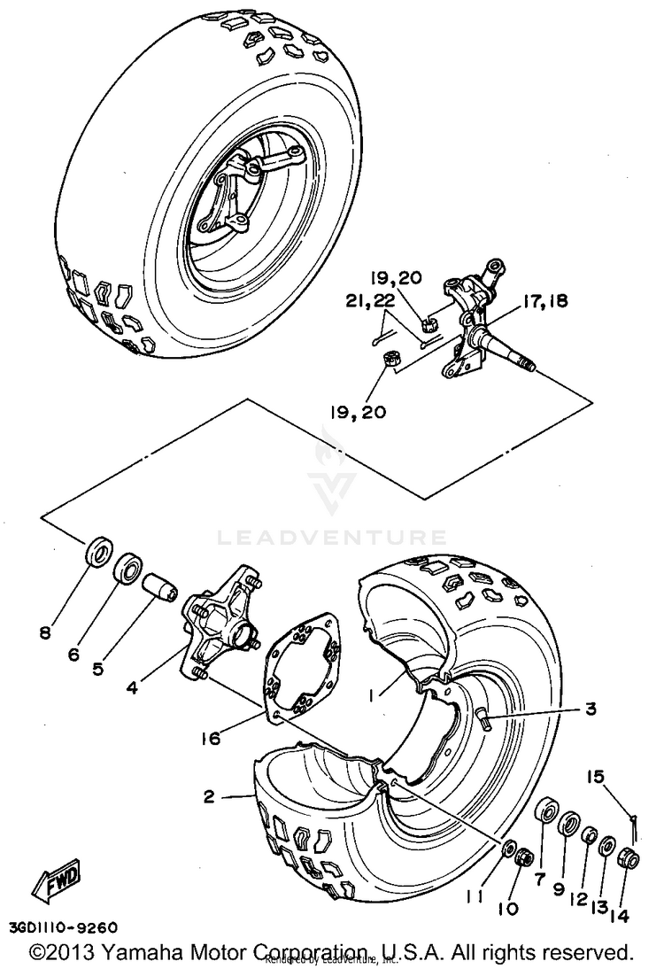 Front Wheel BANSHEE - YFZ350G - 1995 Schematic
