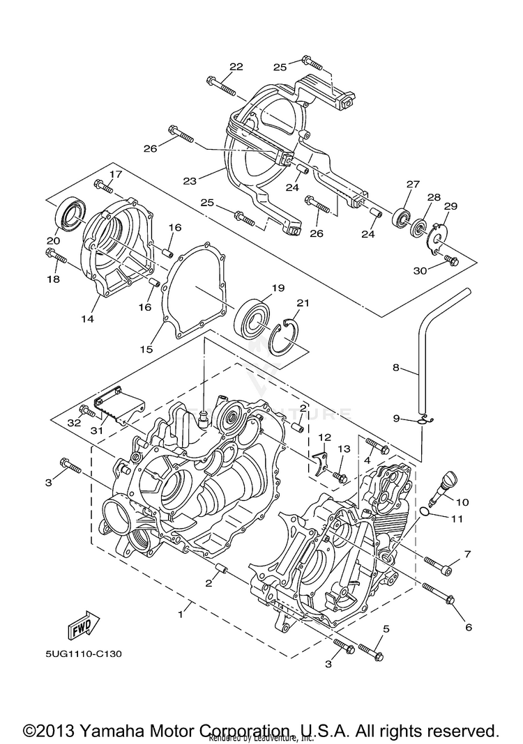 Crankcase RHINO 660 (Pastel Deep Green) - YXR66FAS - 2004 Schematic