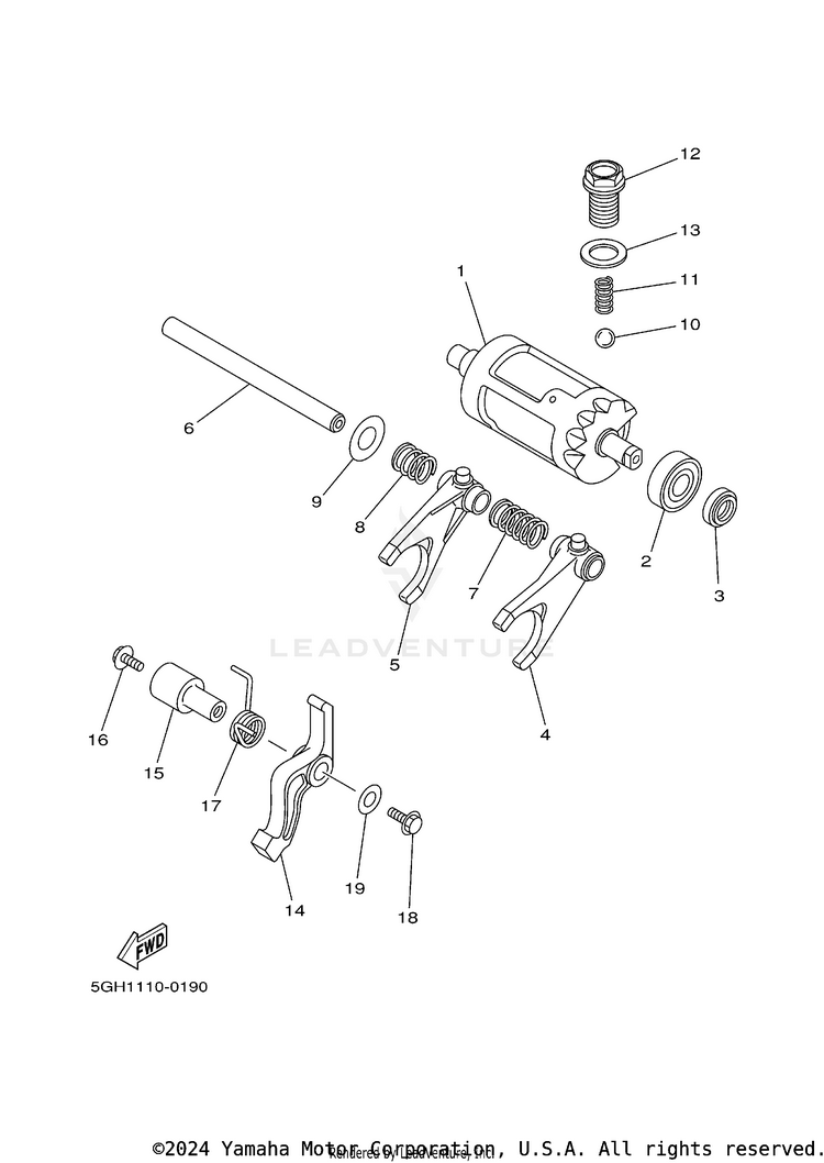Shift Cam Fork GRIZZLEY 450 HUNTING - YFM450DAEH - 2014 Schematic