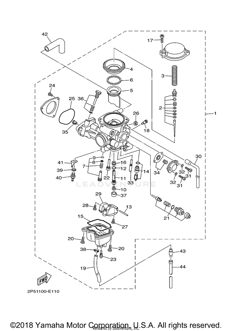 Carburetor RHINO 450 - YXR45FYGR - 2009 Schematic