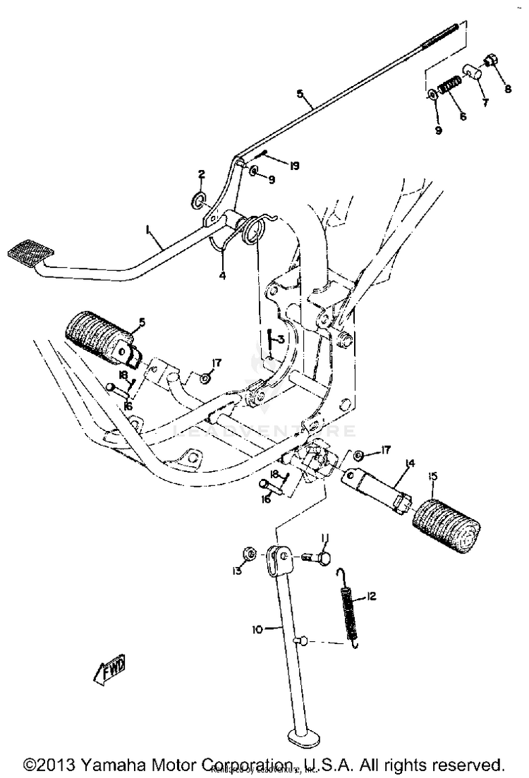 Stand & Brake Pedal JT1 - 1971 Schematic