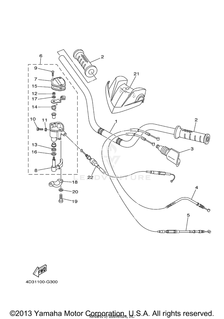 Steering Handle Cable RAPTOR 250 - YFM25RYL - 2009 Schematic