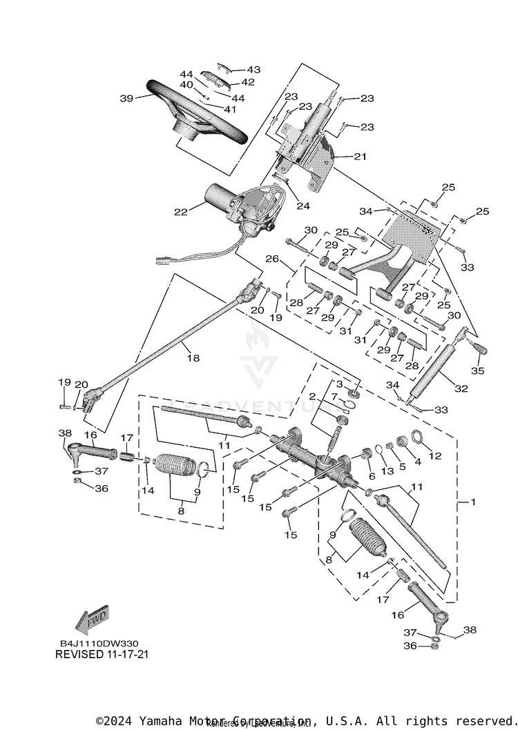 Steering WOLVERINE RMAX 2 - YXE10WPAMS - 2021 Schematic