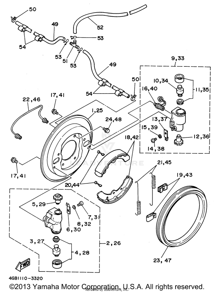 Front Brake KODIAK 4WD - YFM400FWG - 1995 Schematic