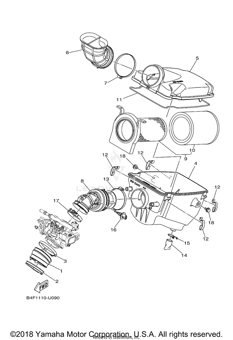 Intake GRIZZLY EPS 4WD - YFM70GPAKR - 2019 Schematic