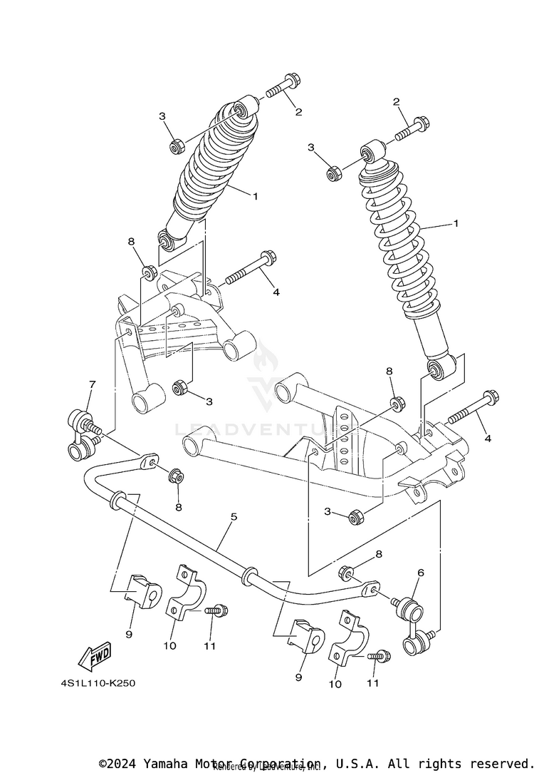 Rear Suspension GRIZZLEY 450 HUNTING - YFM450DAEH - 2014 Schematic