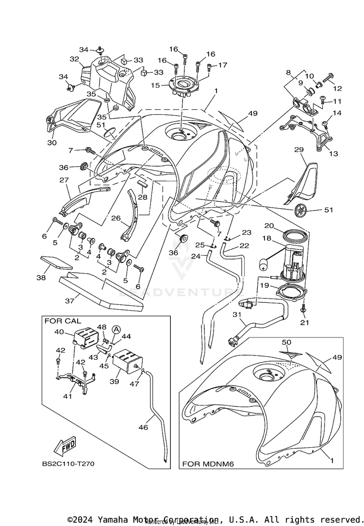 Fuel Tank MT09 CA - MT09JCB - 2018 Schematic