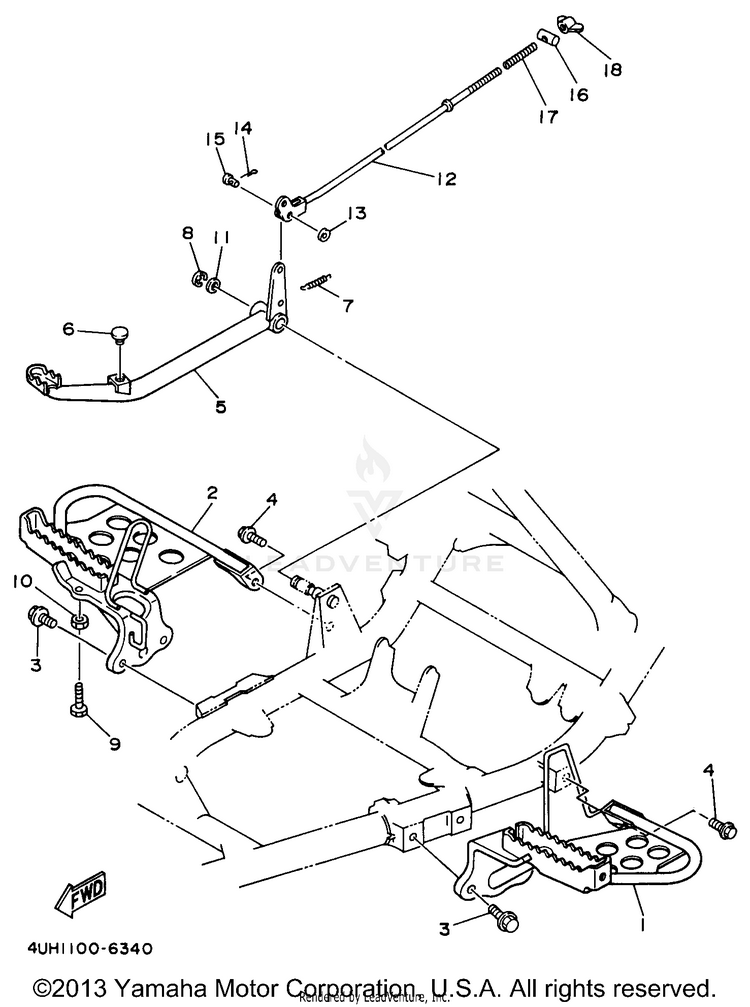 Stand Footrest BIG BEAR 2WD - YFM350UH - 1996 Schematic