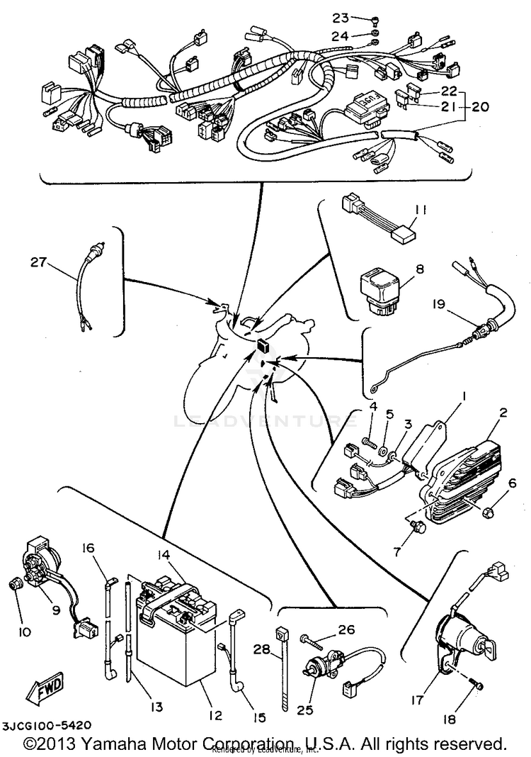 Electrical 1 VIRAGO 535 - XV535GC - 1995 Schematic
