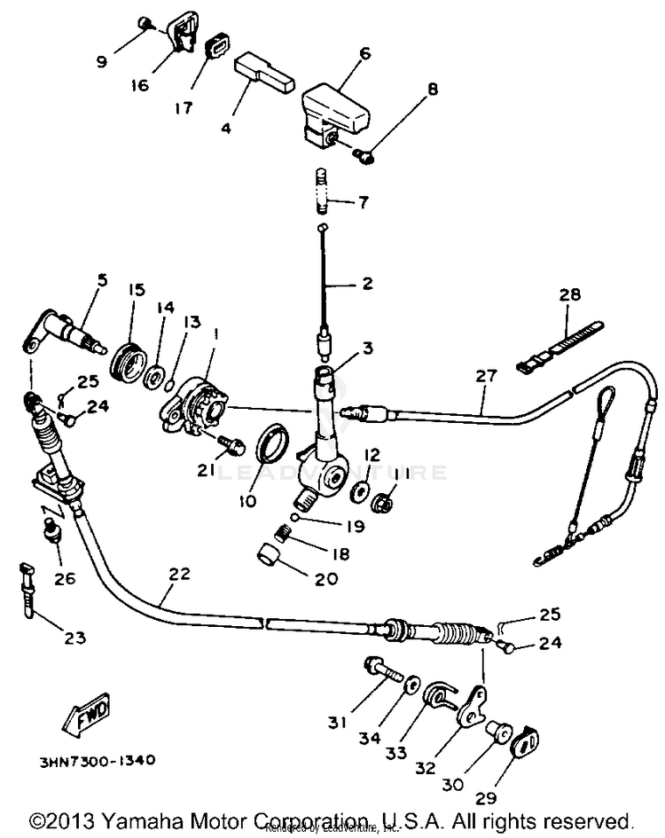 Reverse Lever BIG BEAR 4WD (ME & NH Only) - YFM350FWE_MNH - 1993 Schematic