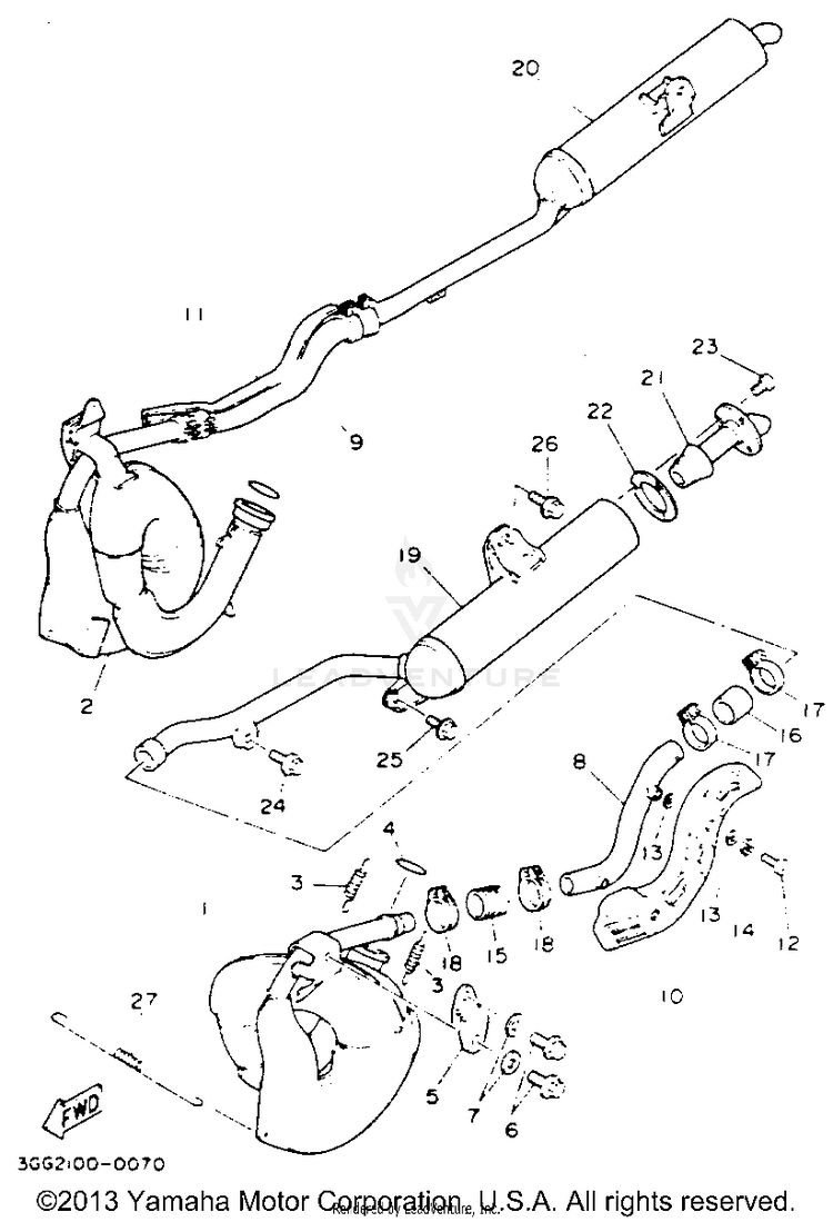 Exhaust BANSHEE - YFZ350E - 1993 Schematic