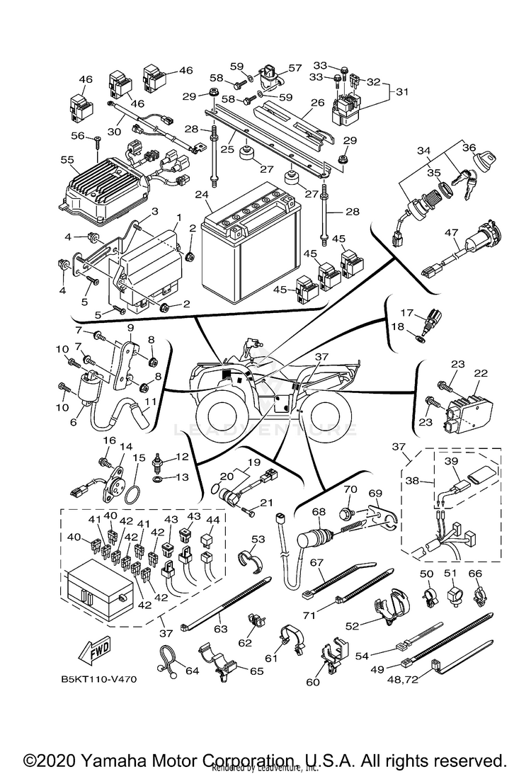 Electrical 1 KODIAK 700 EPS SE - YFM70KPSMG - 2021 Schematic