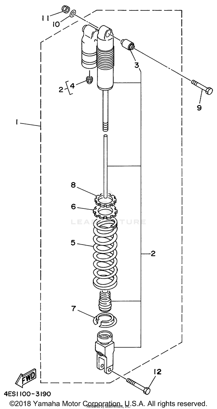 Rear Suspension YZ80 - YZ80L1 - 1999 Schematic