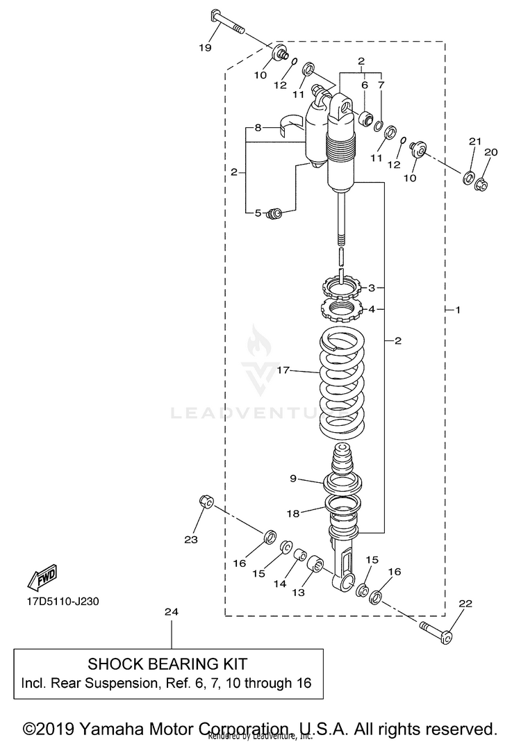 Rear Suspension YZ250F - YZ250FAB - 2011 Schematic