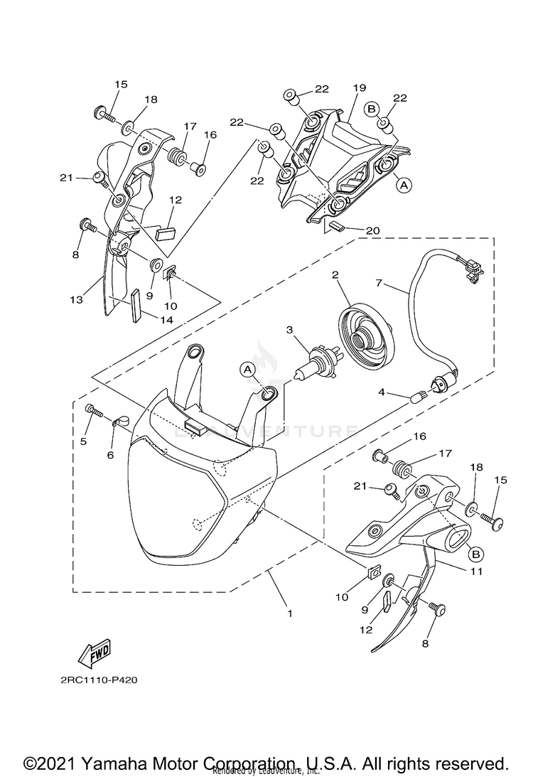 Headlight FZ07 - FZ07FCGY - 2015 Schematic