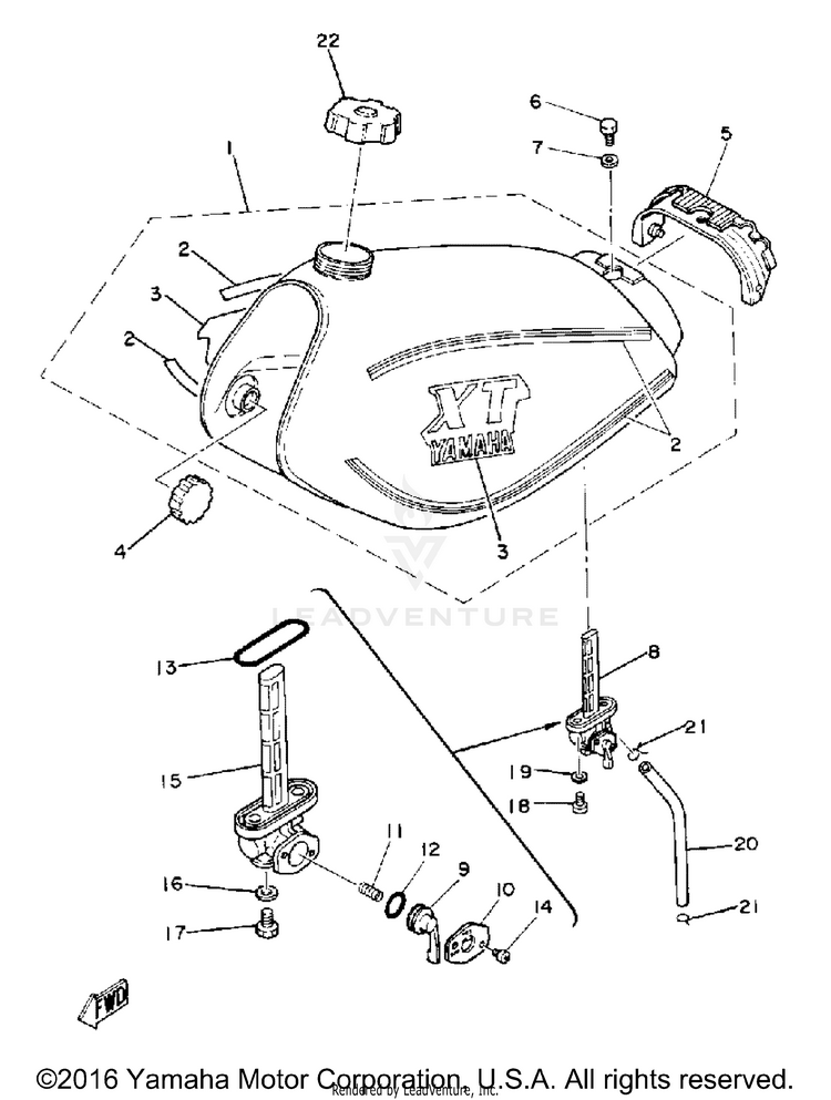Fuel Tank XT250 - XT250H_198 - 1981 Schematic