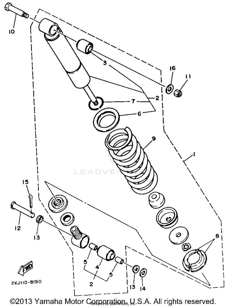 Rear Shocks BLASTER - YFS200D - 1992 Schematic