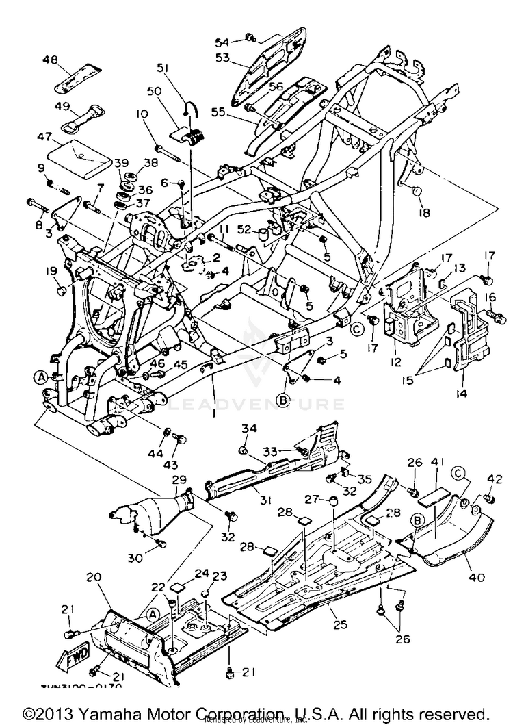 Frame BIG BEAR 4WD - YFM350FWB - 1991 Schematic