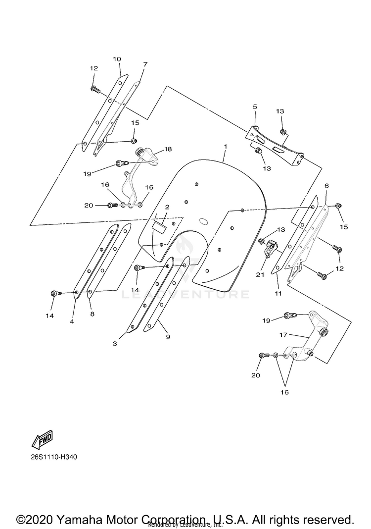 Cowling V STAR 950 TOURER - XVS95CTGCB - 2016 Schematic