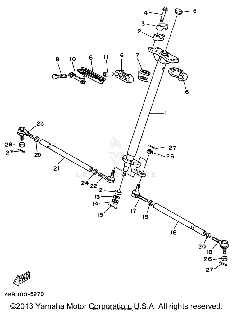 Steering WOLVERINE 4WD - YFM350FXH - 1996 Schematic