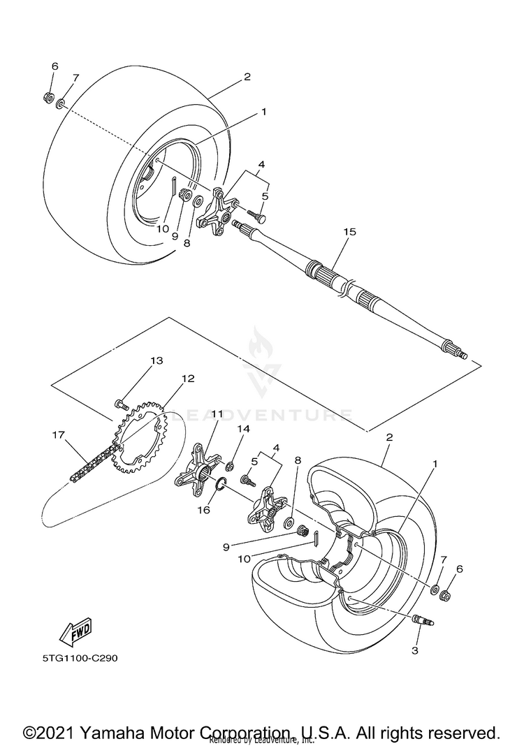Rear Wheel YFZ450 - YFZ450XGY - 2008 Schematic