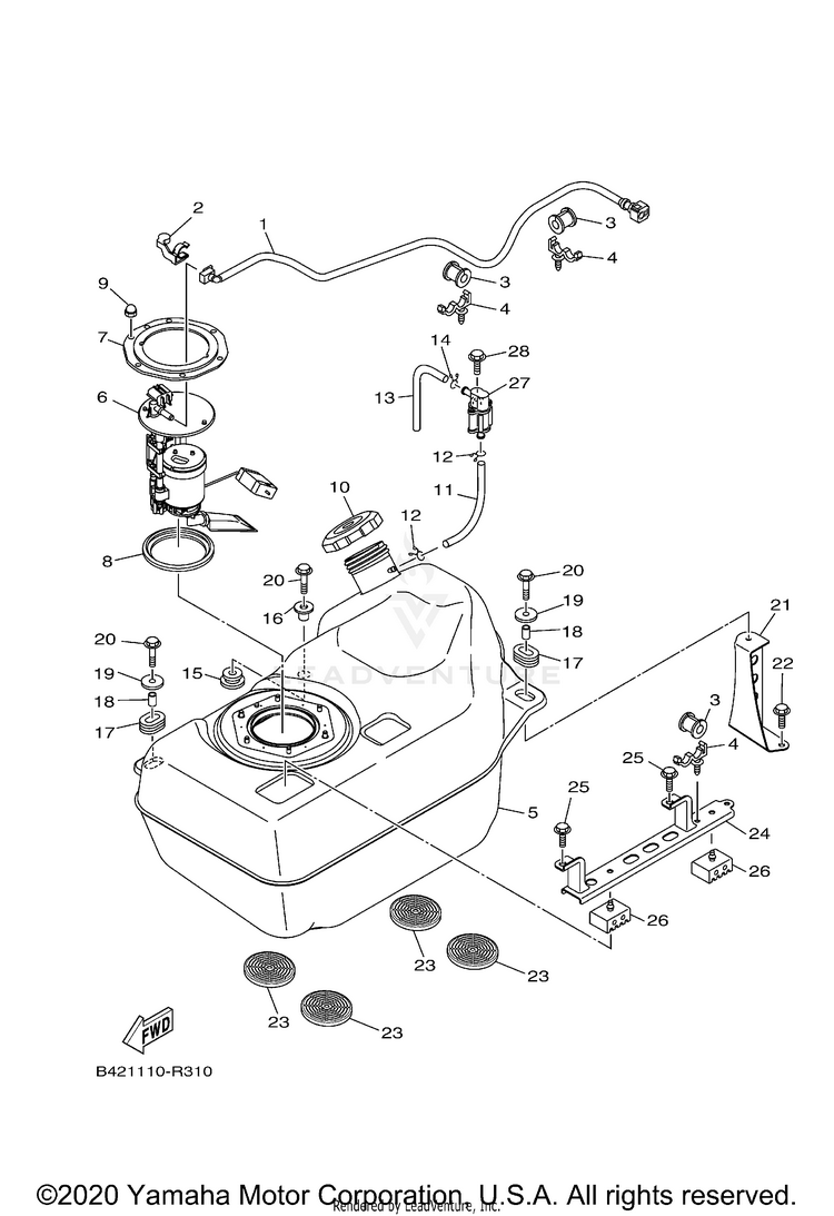 Fuel Tank VIKING - YXM70VDXLR - 2020 Schematic