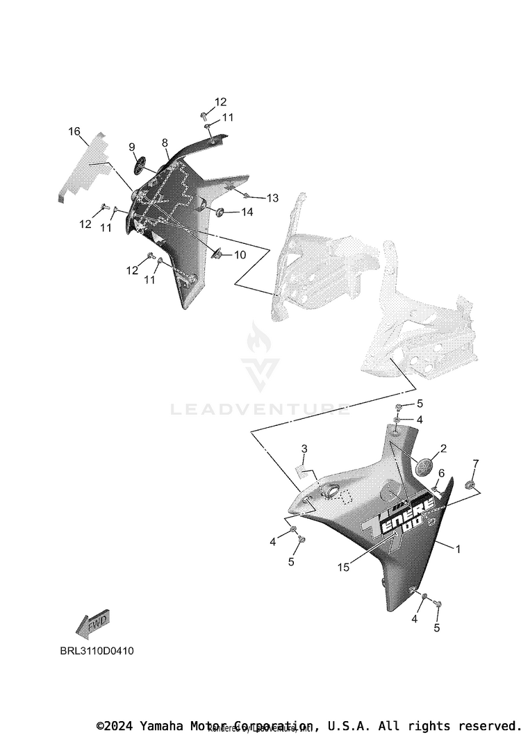 Cowling 2 TENERE 700 - XTZ7TCL - 2026 Schematic