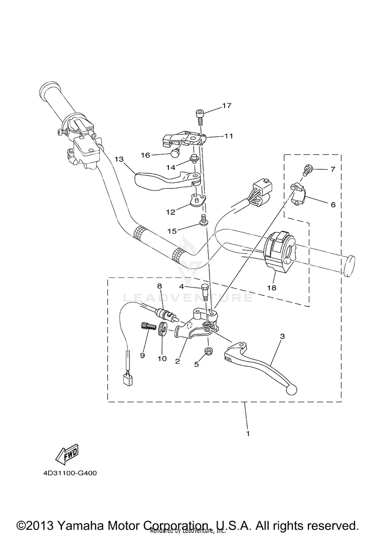Handle Switch Lever RAPTOR 250 - YFM25RYL - 2009 Schematic