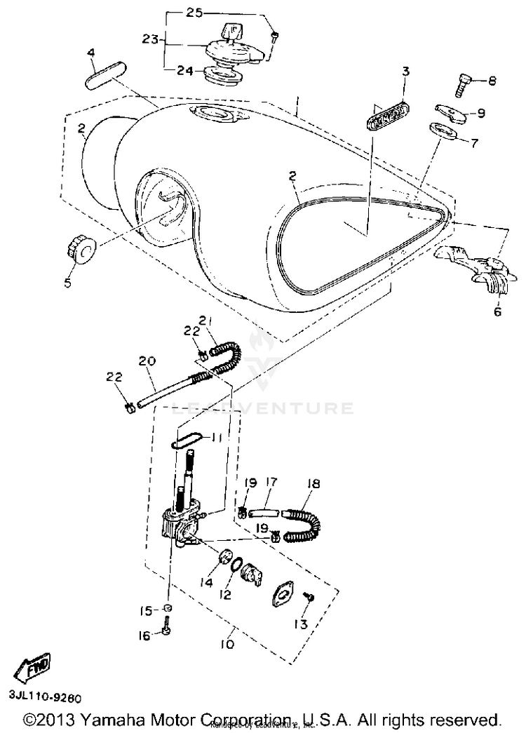 Fuel Tank Non California Model Schematic