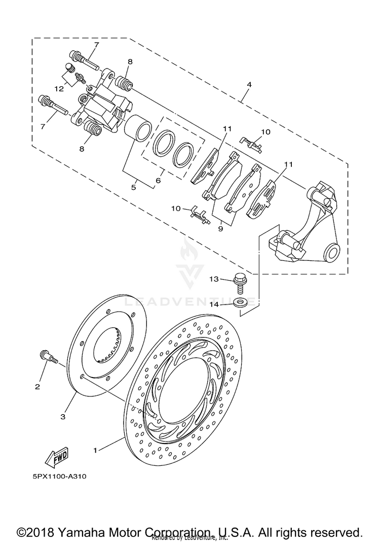 Rear Brake Caliper Schematic