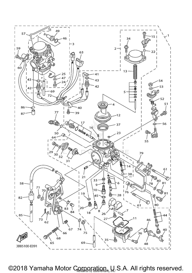 Carburetor V STAR 1100 CLASSIC - XVS11AWXCB - 2008 Schematic