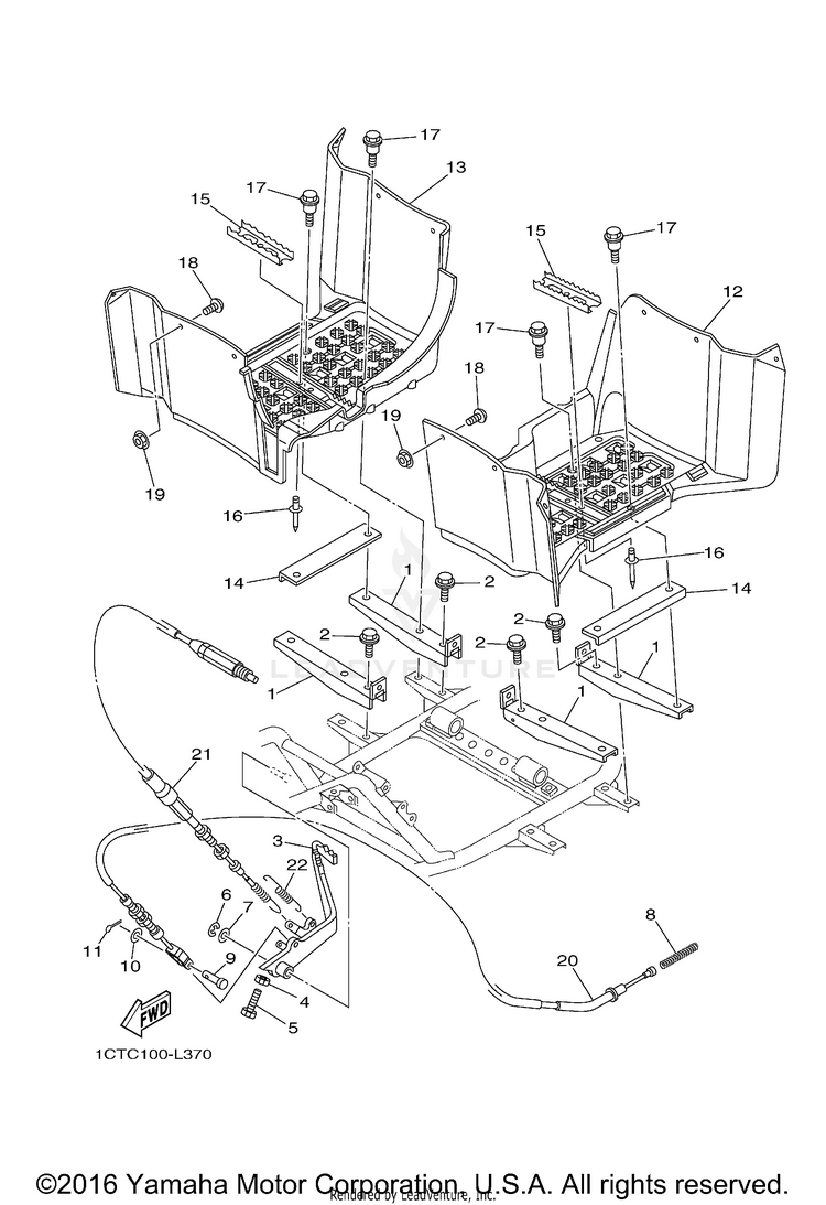 Stand Footrest GRIZZLY 450 4WD - YFM45FGBGR - 2012 Schematic