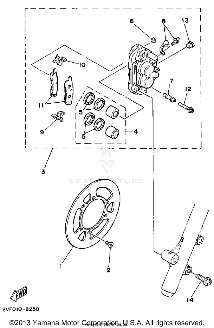 Front Brake  Caliper Schematic