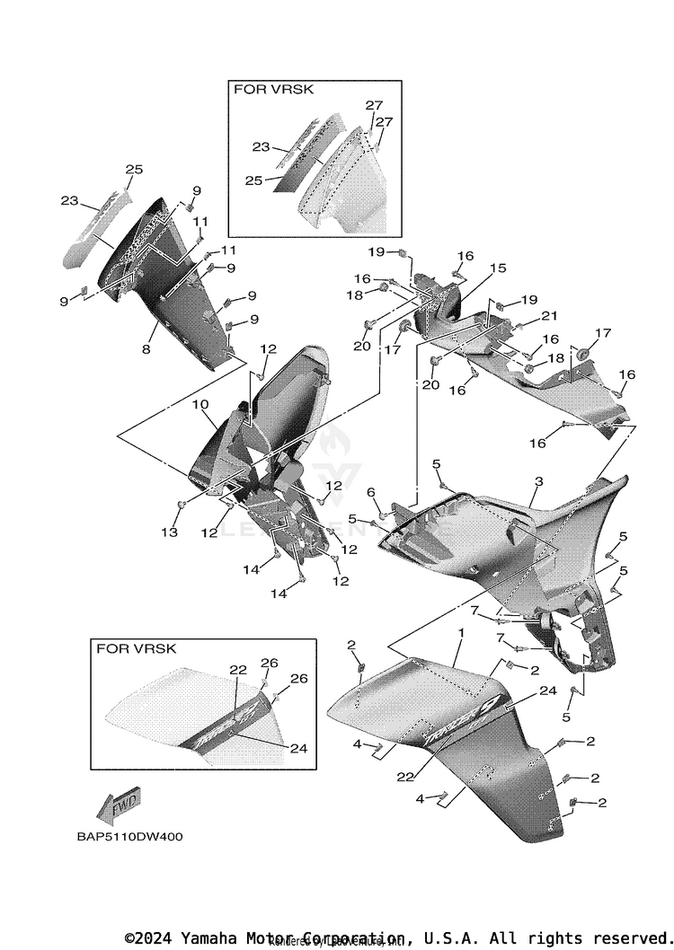 Cowling TRACER 9 GT - MTT9GTNCR - 2022 Schematic