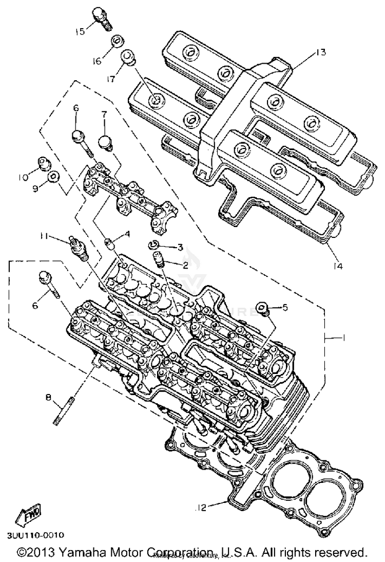 Cylinder Head FZR600RAC - 1990 Schematic
