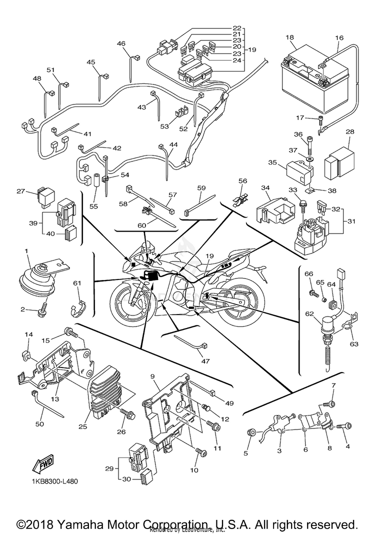 Electrical 2 YZFR1 - YZFR1BCB - 2012 Schematic