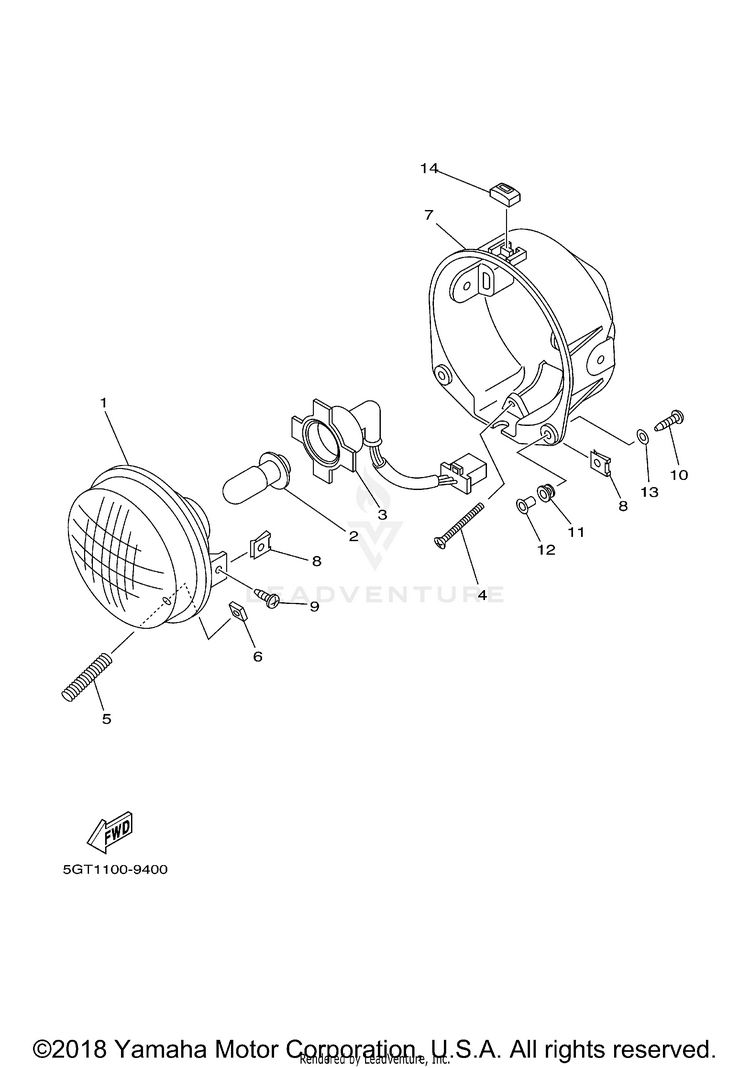 Headlight GRIZZLY - YFM600FMC - 2000 Schematic