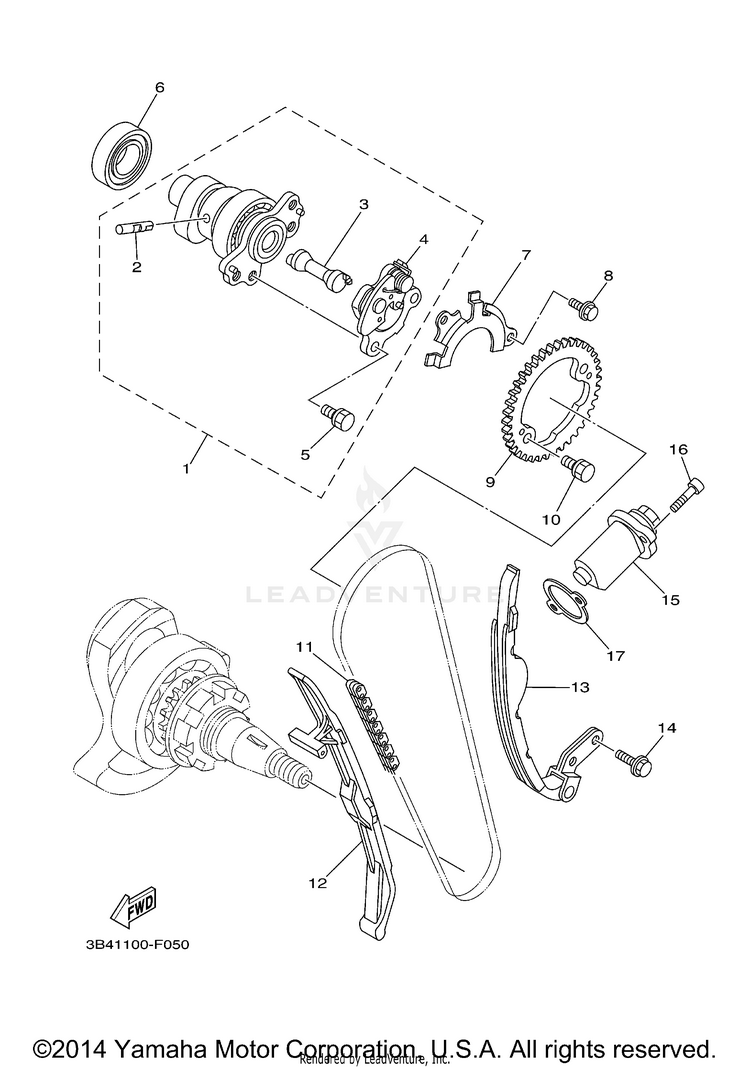 Camshaft & Chain GRIZZLY 700 FI 4WD - YFM7FGZB - 2010 Schematic