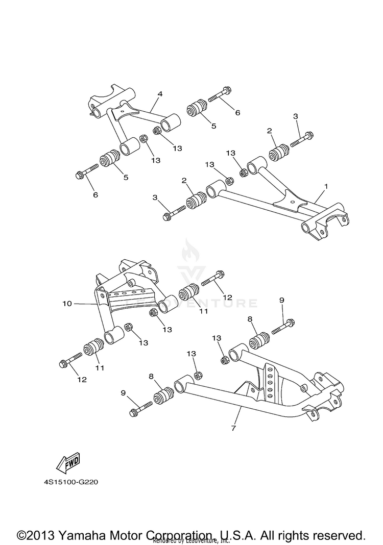 Rear Arm BIG BEAR 400 4WD - YFM40FBYB - 2009 Schematic