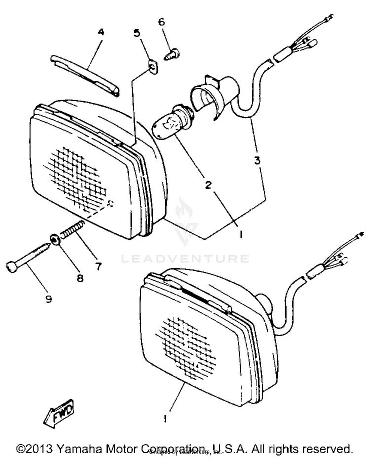 Headlight BIG BEAR 4WD (ME & NH Only) - YFM350FWE_MNH - 1993 Schematic