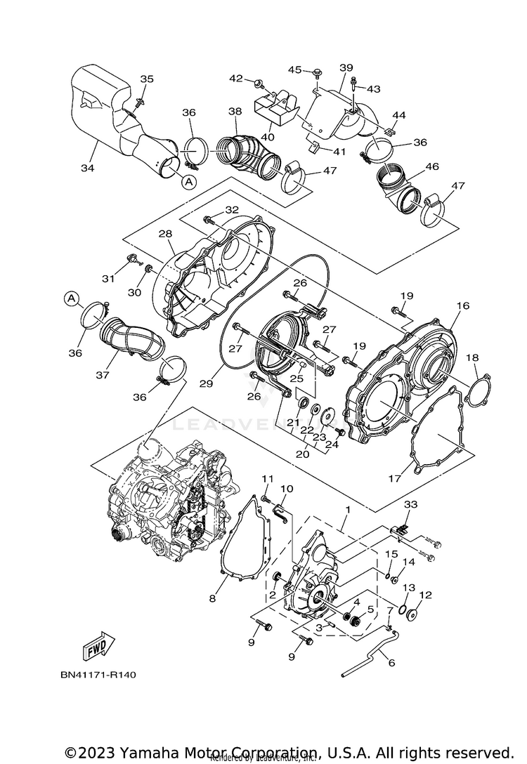 Crankcase Cover 1 WOLVERINE EPS - YXE70WPBHG - 2017 Schematic