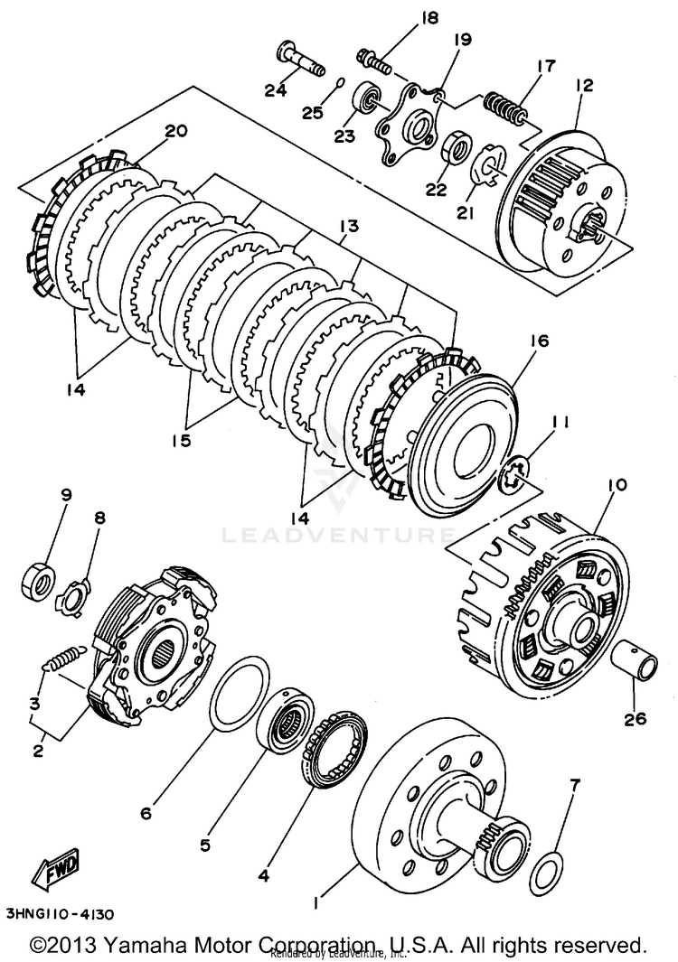 Clutch BIG BEAR 4WD - YFM350FWG_ - 1995 Schematic
