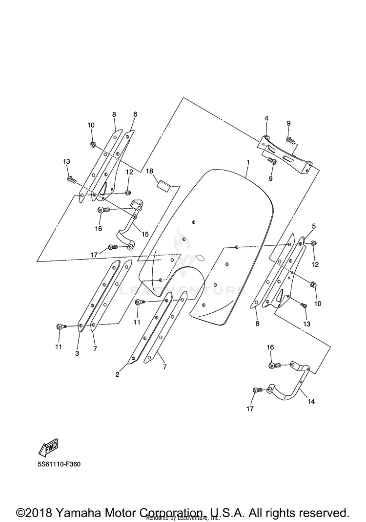 Cowling V STAR 1300 TOURER - XVS13CTXB - 2008 Schematic