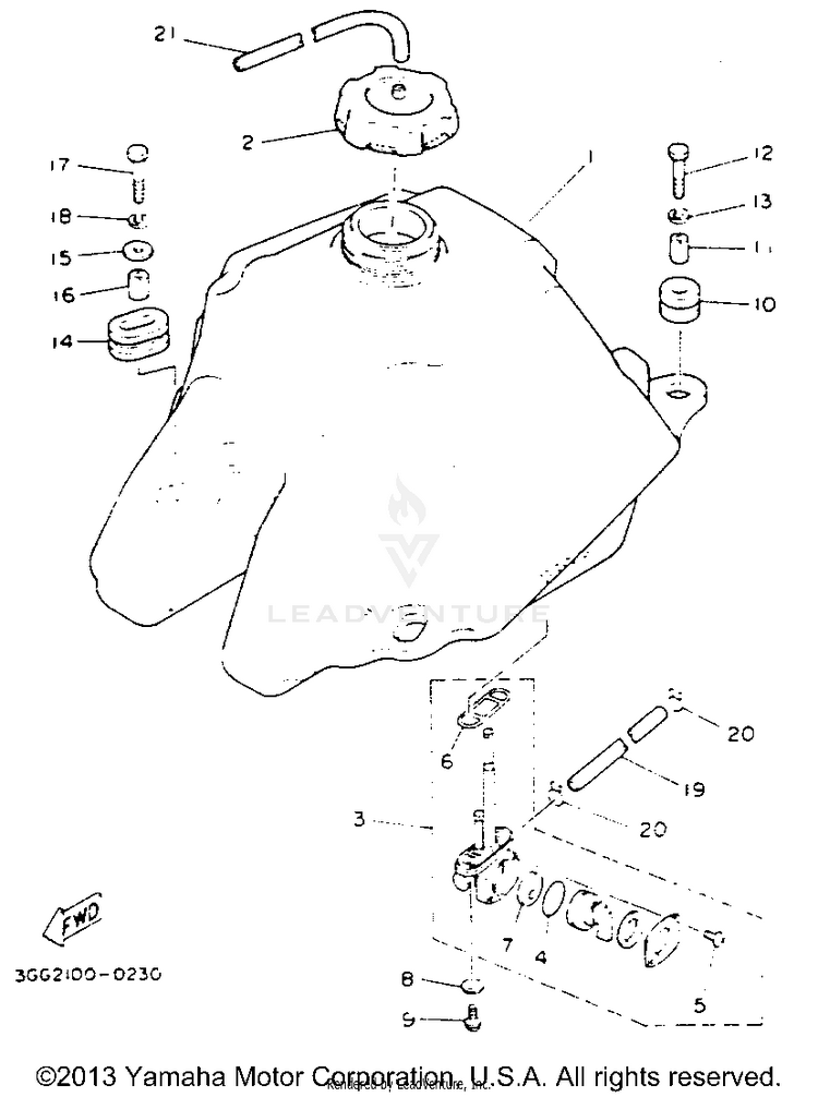Fuel Tank BANSHEE - YFZ350E_MN - 1993 Schematic