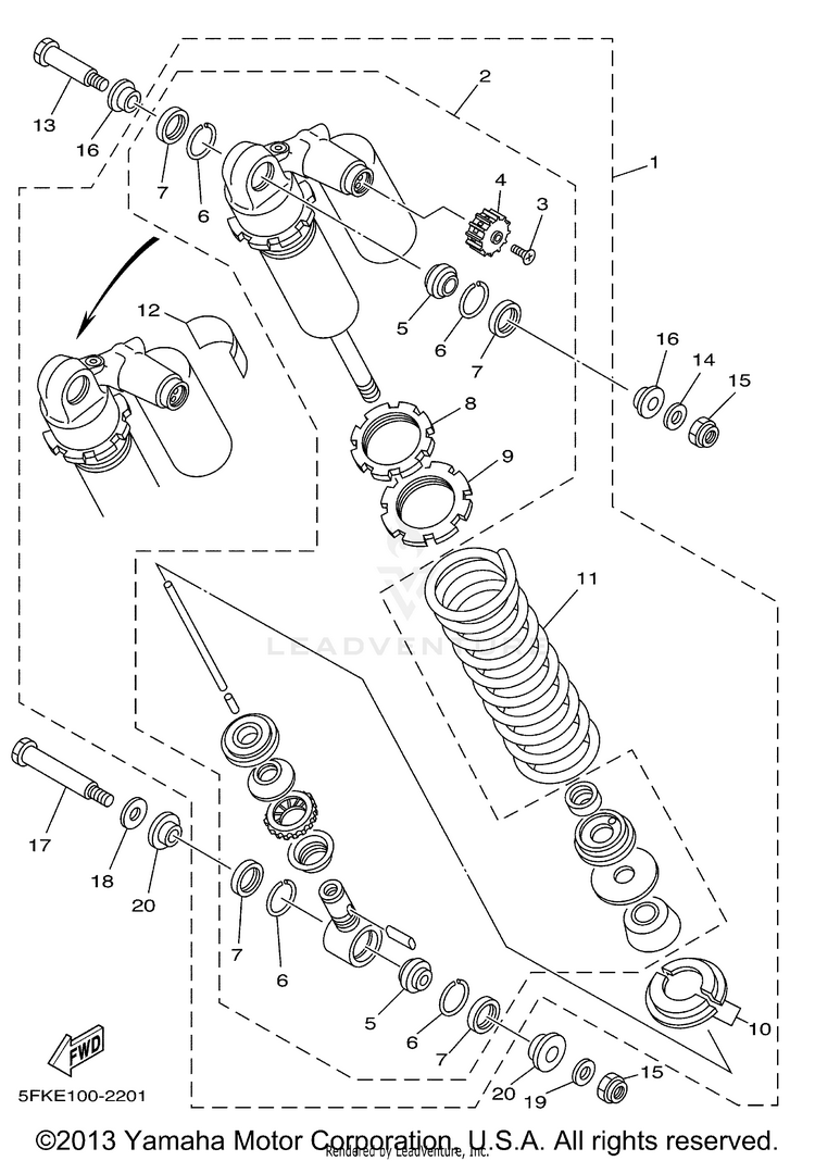 Rear Shock BANSHEE - YFZ350G_MN - 1995 Schematic
