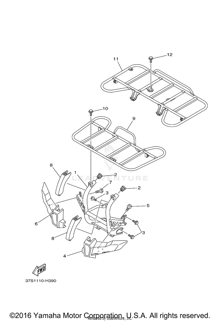Guard GRIZZLY 450 4WD - YFM45FGBGR - 2012 Schematic