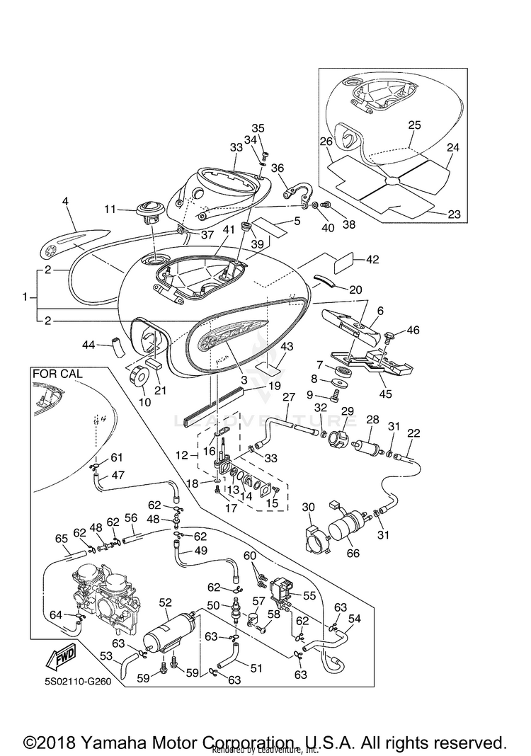 Fuel Tank V STAR 1100 SILVERADO - XVS11ATXCB - 2008 Schematic